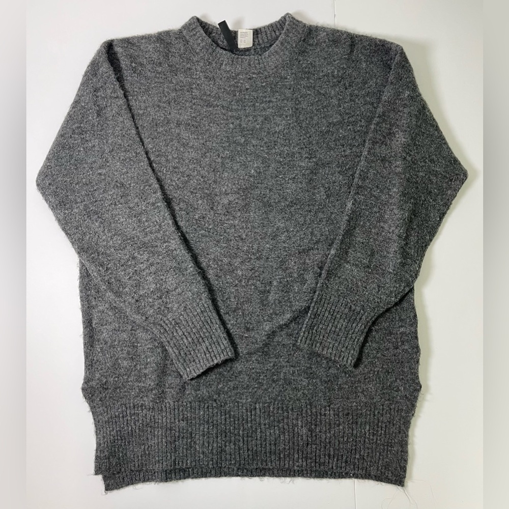 H&M Divided Heather Gray Oversized Fuzzy Knit Slouchy Crewneck Sweater